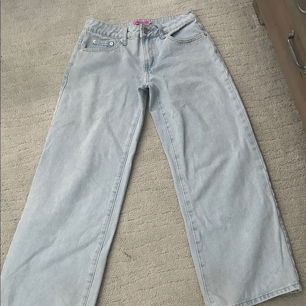 Edikted Light Blue Wide Leg Jeans